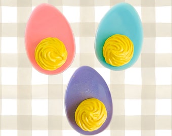 Easter Deviled Eggs Refrigerator Magnets 3 Pack- Kitschy/Pop Art/ Fake Food/ Food Decor/ Kitchen Decor/ Dopamine Decor/ Easter Decorations