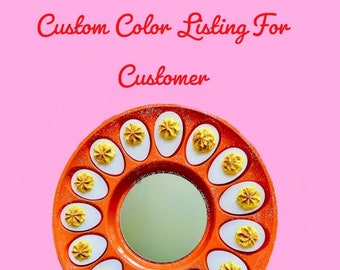 Red Deviled Egg Mirror Custom Color For Customer