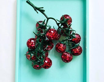 Disco Cherry Tomato&#39;s Wall Art/ Dopamine Decor/ Maximalist Decor/ Fake Food/ Food Decor/ Pop Art/ Wall Sculpture/ Funky Decor/ Disco Art