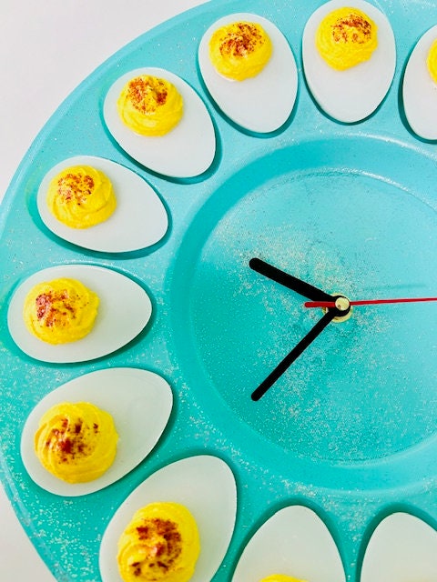 Deviled Egg Clock Wall Hanging Art Kitchen Décor Unique Kitschy Gift ...