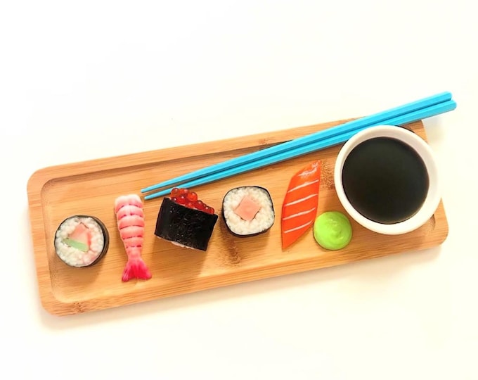 Sushi Tray Wall Hanging/ Dopamine Decor/ Maximalist Decor/ Fake Food/ Food Decor/ Pop Art/ Wall Sculpture/ Funky Decor/Kitchen Decor