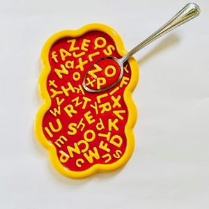 Alphabet Soup Wall Hanging/ Dopamine Decor/ Maximalist Decor/ Fake Food/ Food Decor/ Pop Art/ Wall Sculpture/ Funky Decor/ Unique Gift