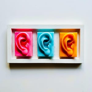 Rainbow Ears Wall Art Sculpture/ Pop Art/ Resin Art/ Dopamine Decor/ Kitschy/ Glitter