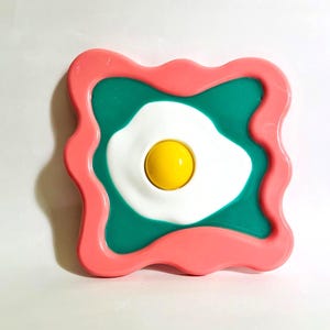 Fried Egg Wavy Wall Hanging / Dopamine Decor/ Maximalist Decor/ Fake Food/ Food Decor/ Pop Art/ Wall Sculpture/ Funky Decor/Kitchen Decor