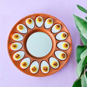 Deviled Egg Mirror Wall Hanging/Funky Mirror/Funny Mirror/Kitchen Decor/Dopamine Decor/Pop Art/Quirky Decor/Kitschy Glitter
