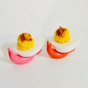 Deviled Egg Snail/Funky Art/Quirky/Dopamine Decor/Pop Art/Kitschy Decor/Kitsch/Funny Decor/Food Decor/Fake Food/Weird Art/Maximalist Decor