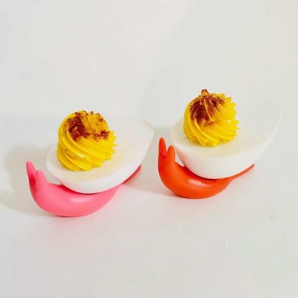 Deviled Egg Snail/Funky Art/Quirky/Dopamine Decor/Pop Art/Kitschy Decor/Kitsch/Funny Decor/Food Decor/Fake Food/Weird Art/Maximalist Decor