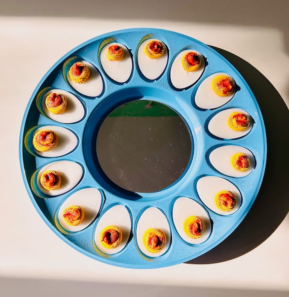 Deviled Egg Mirror Wall Hanging/Funky Mirror/Funny Mirror/Kitchen Decor/Dopamine Decor/Pop Art/Quirky Decor/Kitschy Glitter