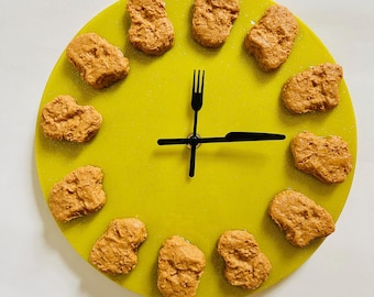 Chicken Nugget Wall Clock/Dopamine Décor/Fake Food/Kitchen Décor/Food Décor/Pop Art/Maximalist Décor/Funny Clock/Unique Gift/ Food Clock