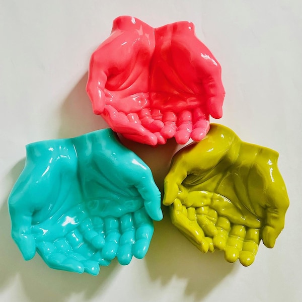 Hands Ashtray- Trinket Dish/Funky/Quirky/Dopamine Decor/Pop Art/Kitschy Decor/Kitsch Art/Funny Decor/Weird Art/ Unique Ashtray/Ring Dish