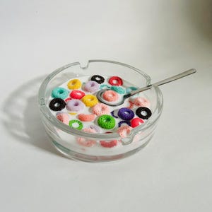 Fruity Cereal And Milk Ashtray /Dopamine Decor/ Pop Art/ Fake Food/ Food Decor/ Food Art/ Maximalist Decor/ Weird Ashtray/ 420/ Smoker Gift