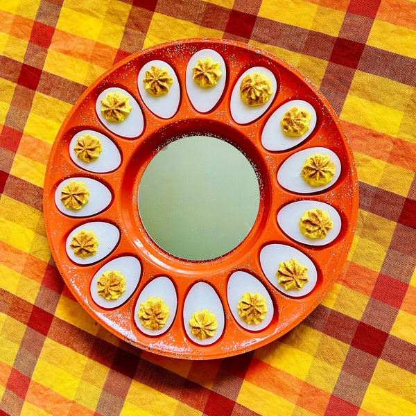 Deviled Egg Mirror Wall Hanging/Funky Mirror/Funny Mirror/Kitchen Decor/Dopamine Decor/Pop Art/Quirky Decor/Kitschy Glitter