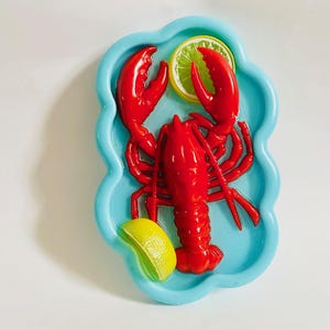 Lobster Dinner Wall Hanging / Dopamine Decor/ Maximalist Decor/ Fake Food/ Food Decor/ Pop Art/ Wall Sculpture/ Funky Decor/Kitchen Decor