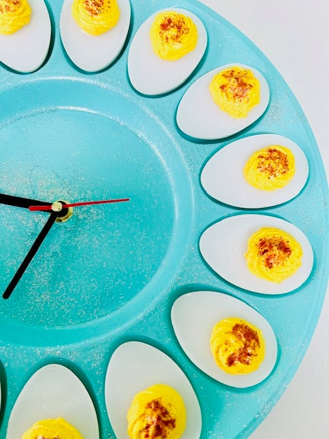 Deviled Egg Clock Wall Hanging Art Kitchen Décor Unique Kitschy Gift ...