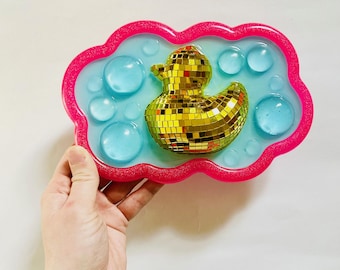 Disco Rubber Ducky Bathroom Wall Hanging /Dopamine Decor/ Maximalist Decor/ Unique Gift/ Bathroom Art/ Pop Art/ Wall Sculpture/ Funky Decor/