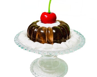 Extra Whipped Cream Mini Chocolate Cherry Jelly Cake Fake Food Dopamine Decor Quirky Funky Kitschy Retro Pop Art