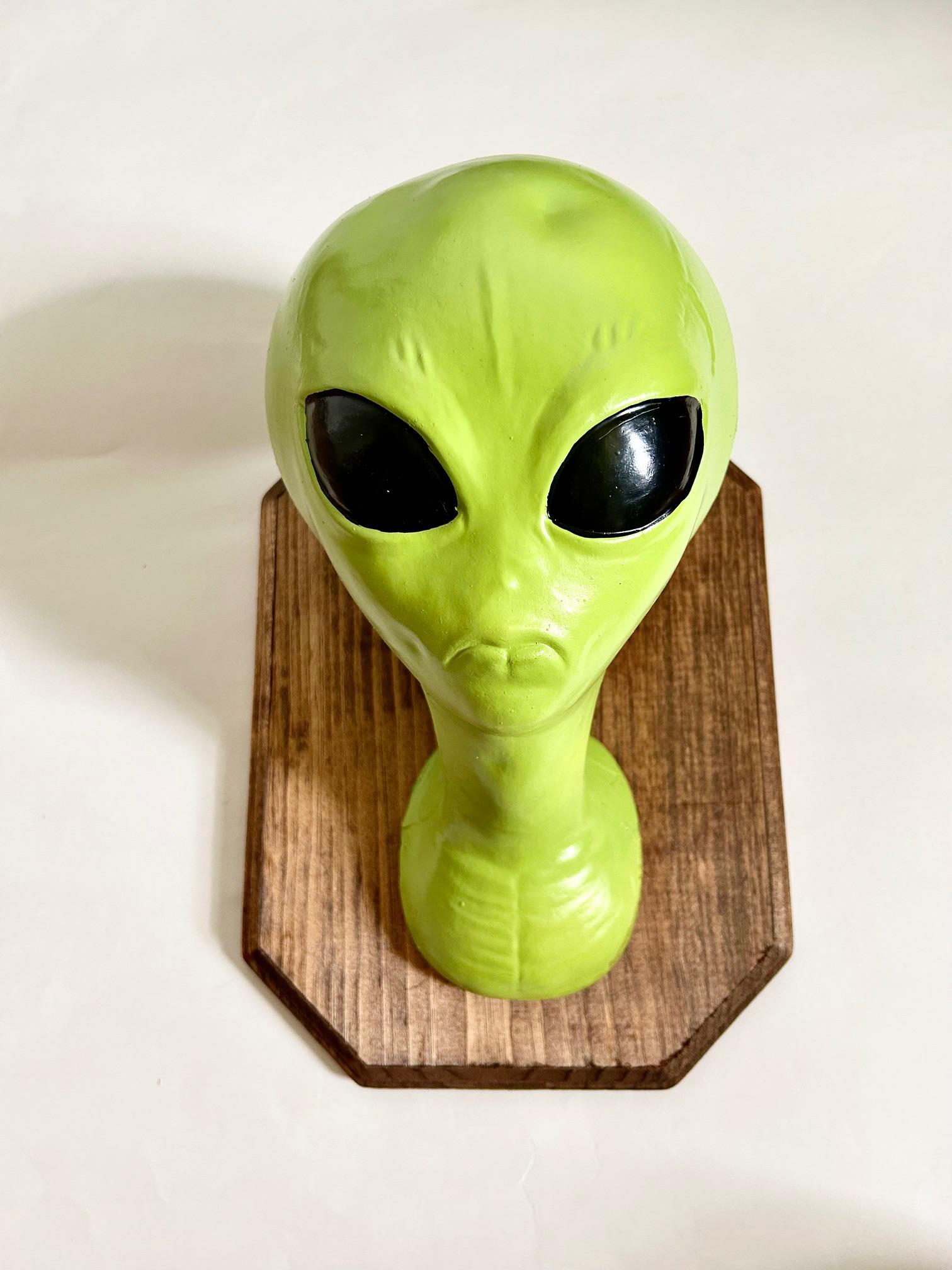 Green Alien Head Taxidermy/ Dopamine Decor/ Maximalist Decor/ Pop