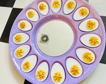 Deviled Egg Mirror Wall Hanging/Funky Mirror/Funny Mirror/Kitchen Décor/Dopamine Décor/Pop Art/Weird Kitschy Maximalist Eclectic Décor