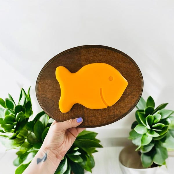 JUMBO Väggbonad med troféfisk/Dopamindekor/Falskmatdekor/Presentidé till vän/Kex/Popkonst/Konstig konst