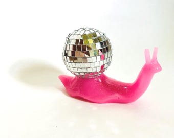 Jumbo Disco Snail/Funky Art/Quirky/Dopamine Decor/Pop Art/Kitschy Decor/Funny Decor/Food Decor/Fake Food/Weird Art/Maximalist Decor