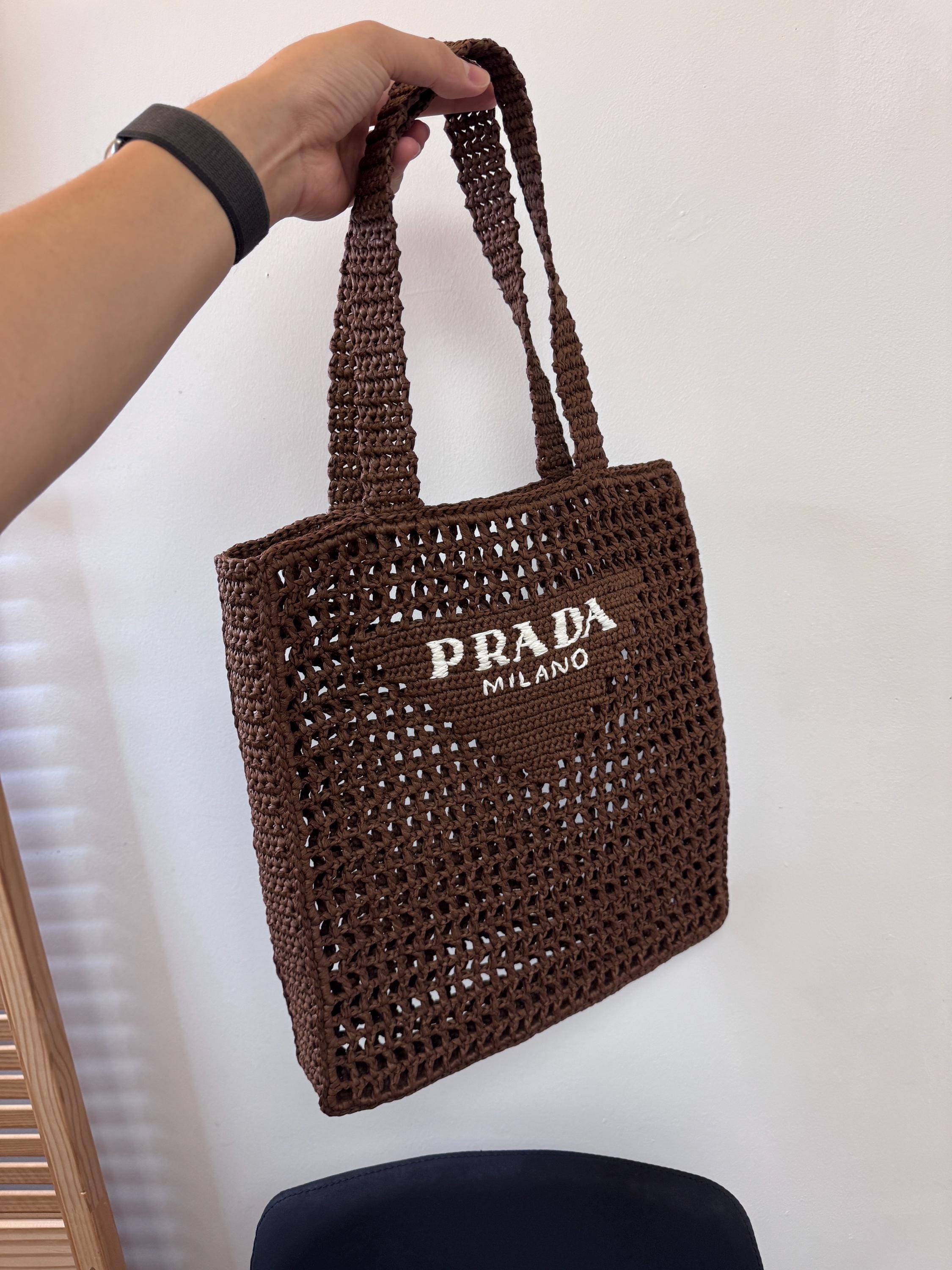 Bolso tote Prada / Crochet (Grande) Bronceado, Chocolate