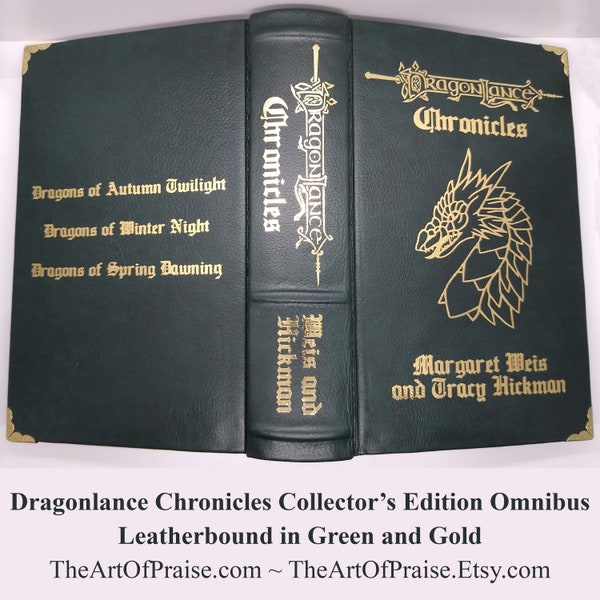 Dragonlance Chronicles Omnibus in leer gebonden in groen en goud
