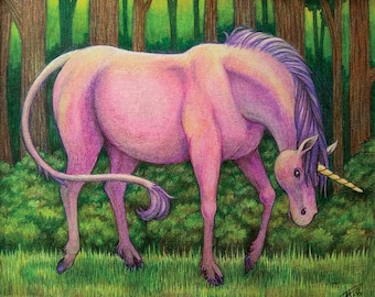 Colored Pencil Unicorn Print
