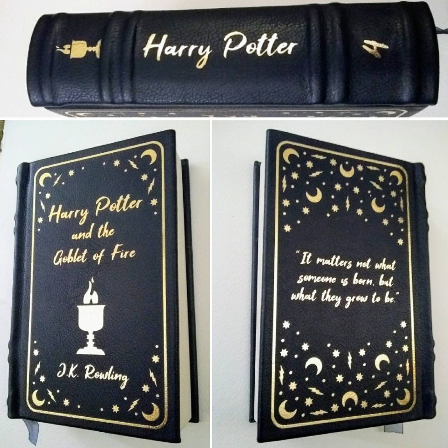 Leatherbound Harry Potter with Rounded Spines Blue and Gold | Etsy