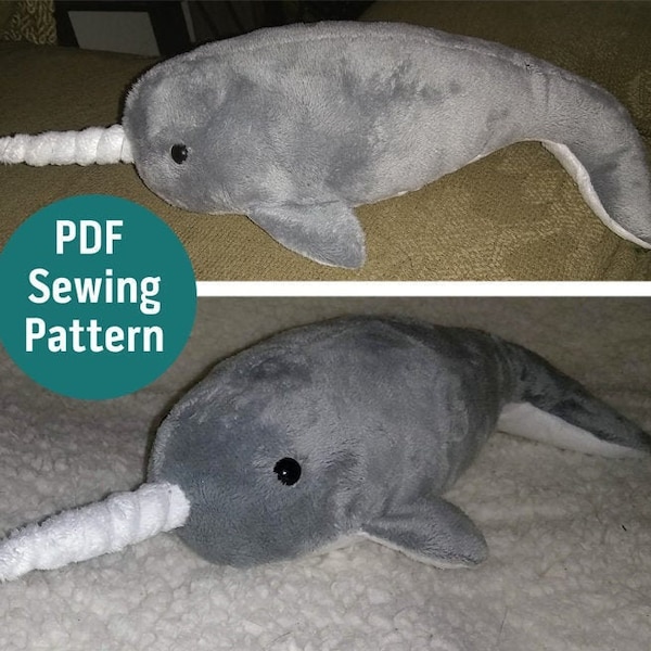 Narwal Plushie Sewing Pattern PDF