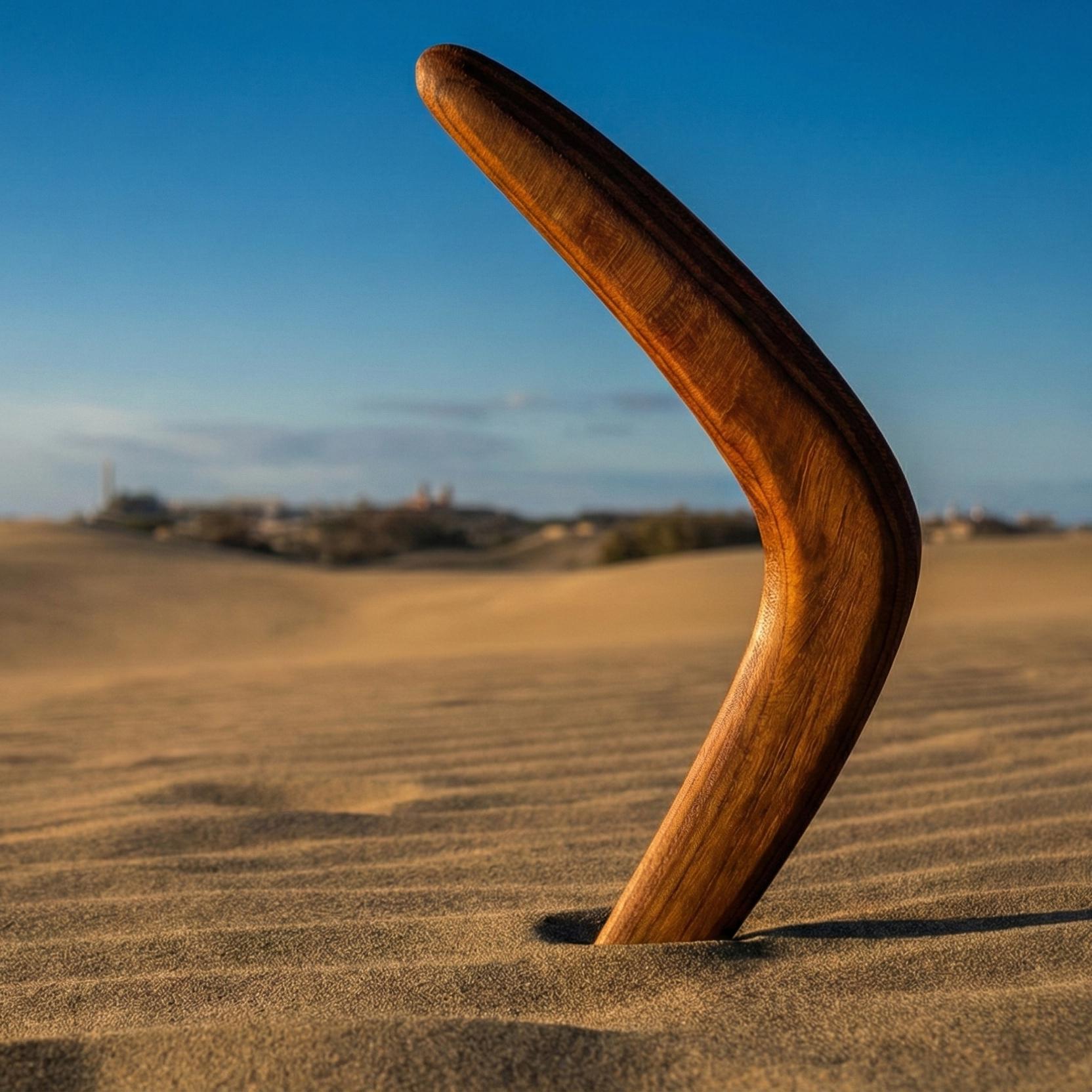 Boomerang di ritorno in legno da 18 pollici - Gioco volante artigianale per esterni - Giocattolo sportivo tradizionale per adulti e adolescenti - Regalo in legno per il quinto anniversario - Italia