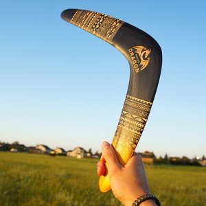 Wooden gifts Personalized Boomerang Aztec, Personalized wooden gifts, Wooden gifts for men, Flying toy, Wooden Men gift image 1