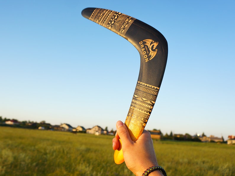 Wooden gifts Personalized Boomerang Aztec, Personalized wooden gifts, Wooden gifts for men, Flying toy, Wooden Men gift image 1