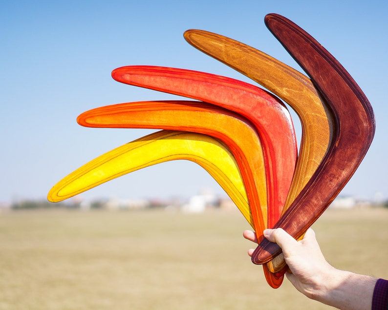 Boomerangs in Various Colors, Handmade returning boomerangs made of wood, Outdoor play, Sports & Outdoor Recreation image 1