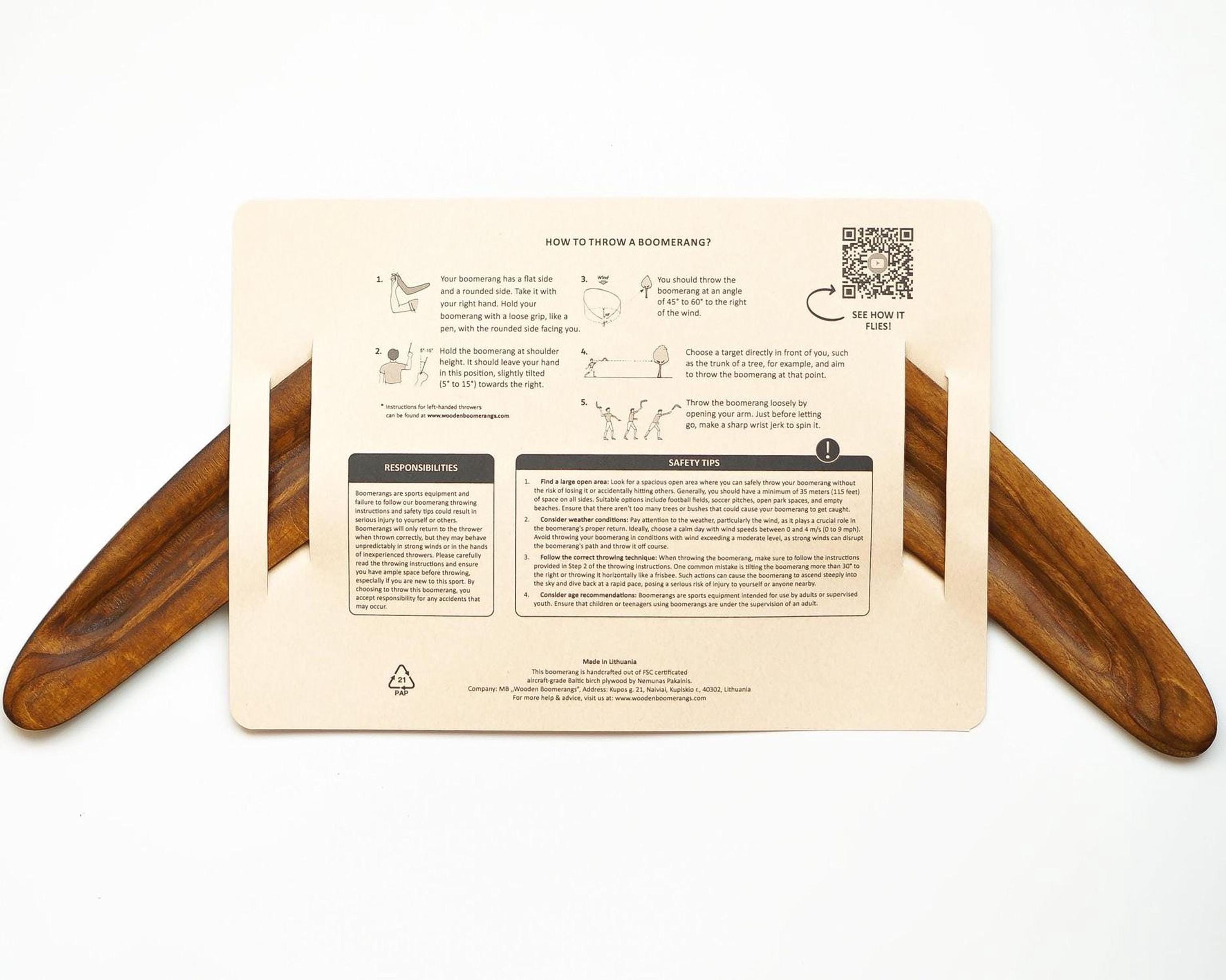 Générique Boomerang en Bois Personnalisé, Boomerang à Retour Personnalisé pour Adultes et Enfants, Cadeau d'anniversaire, De Camping et de Jeux en Plein Air, Cadeau Parent-Enfant (Beige