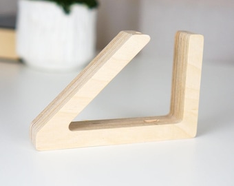 Displaystandaard berkenhouten boemerang, bureauhouder voor boemerangs van 6 tot 20 inch