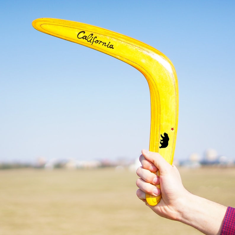 Personalized Boomerang, Personalized gifts for men, Wooden Boomerang, Personalized wooden gifts, Gift for boyfriend, lawn games, oudoor toys Yellow