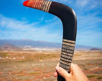 Tribal Ember Wooden Boomerang | Returning Outdoor Sport, 5th Anniversary Gift
