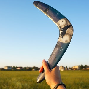 Boomerang "Wolf 2". Outdoor games for adults. Gifts for him. Flight-tested returning wooden boomerang. Flying toy