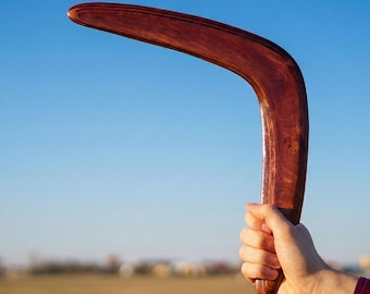Dark Brown Cedar Stained Personalizable Returning Boomerang, Size: 18 Inch