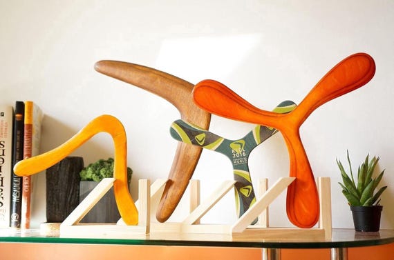 Birch Wood Boomerang Display Stand, Desk Holder for 6 to 20 Inch