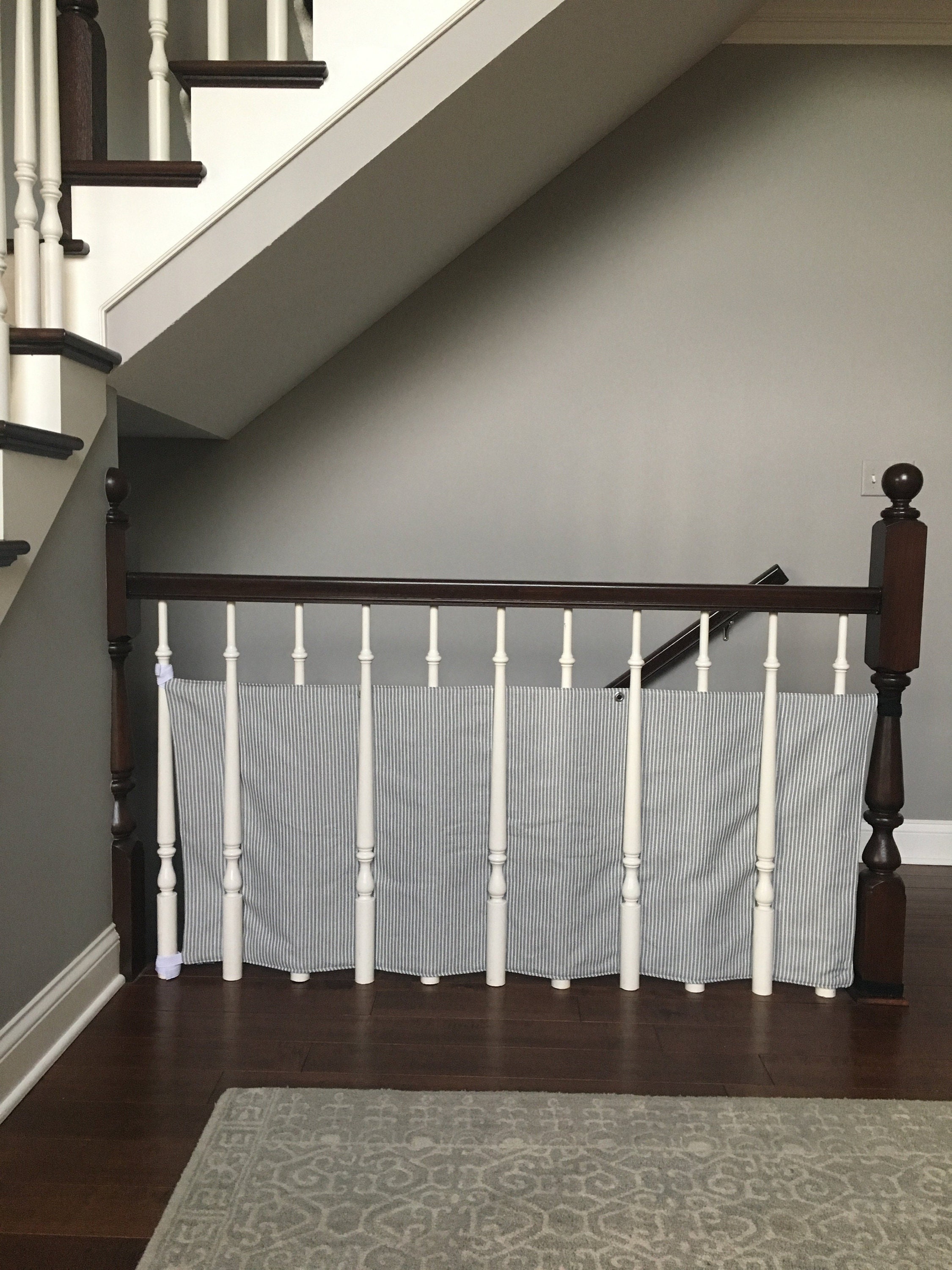 Protector de escalera combinado de pared y poste/puerta de tela para bebés,  puerta para mascotas, barrera de tela para escaleras -  México