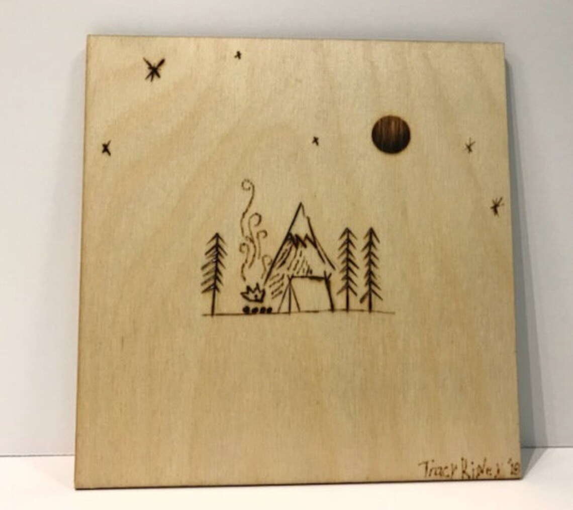 Wood Burning Camping Scene #1 - Etsy