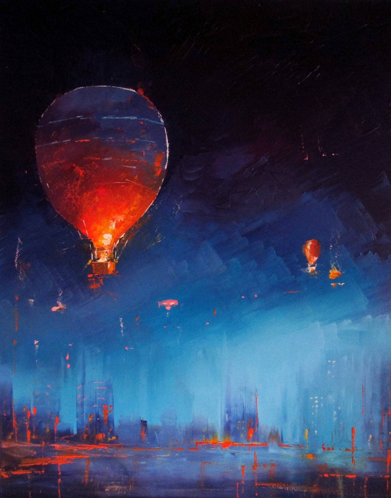 Hot Air Balloon Painting ORIGINAL OIL PAINTING on Canvas Etsy