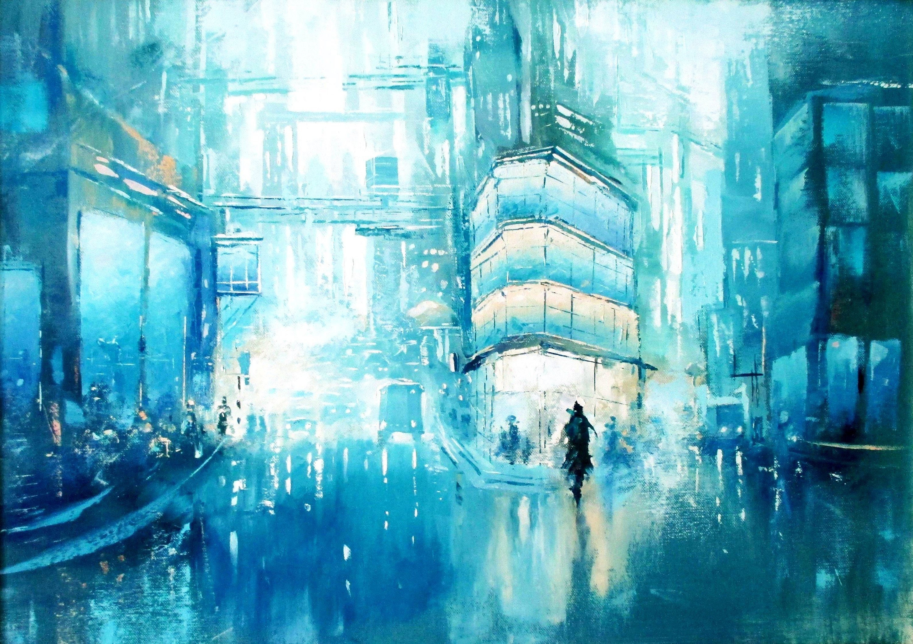 Cyberpunk Painting ORIGINAL Oil Painting on Canvas Cyberpunk Etsy
