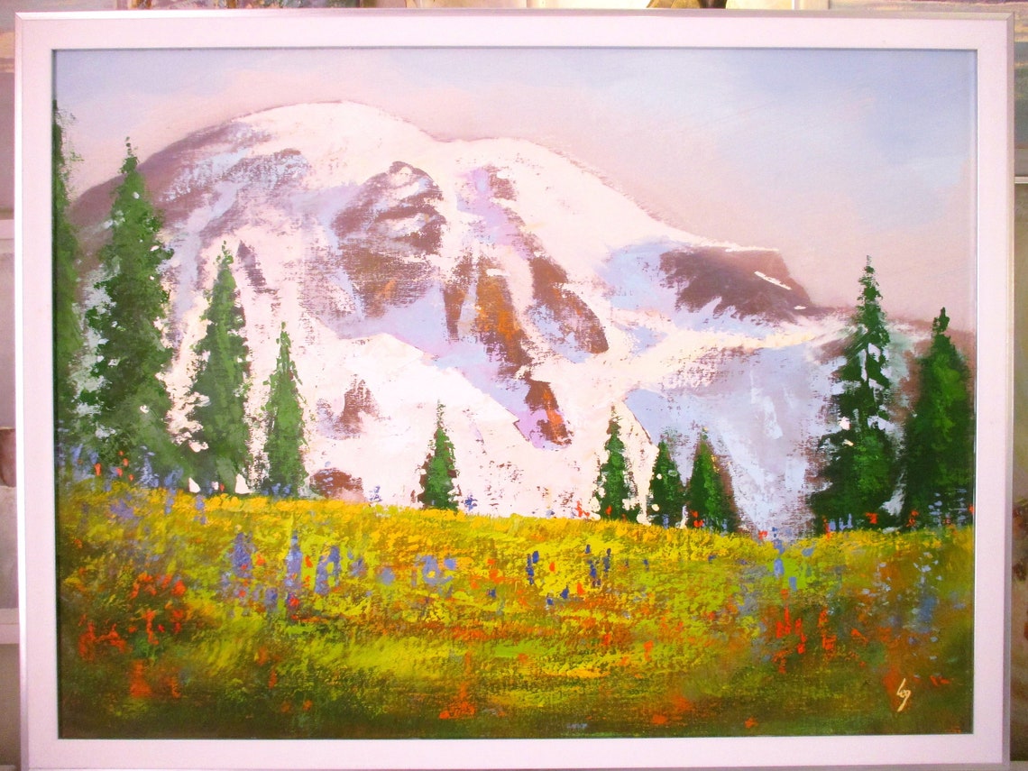 Mt Rainier ORIGINAL OIL PAINTING on Canvas Us National Parks Etsy