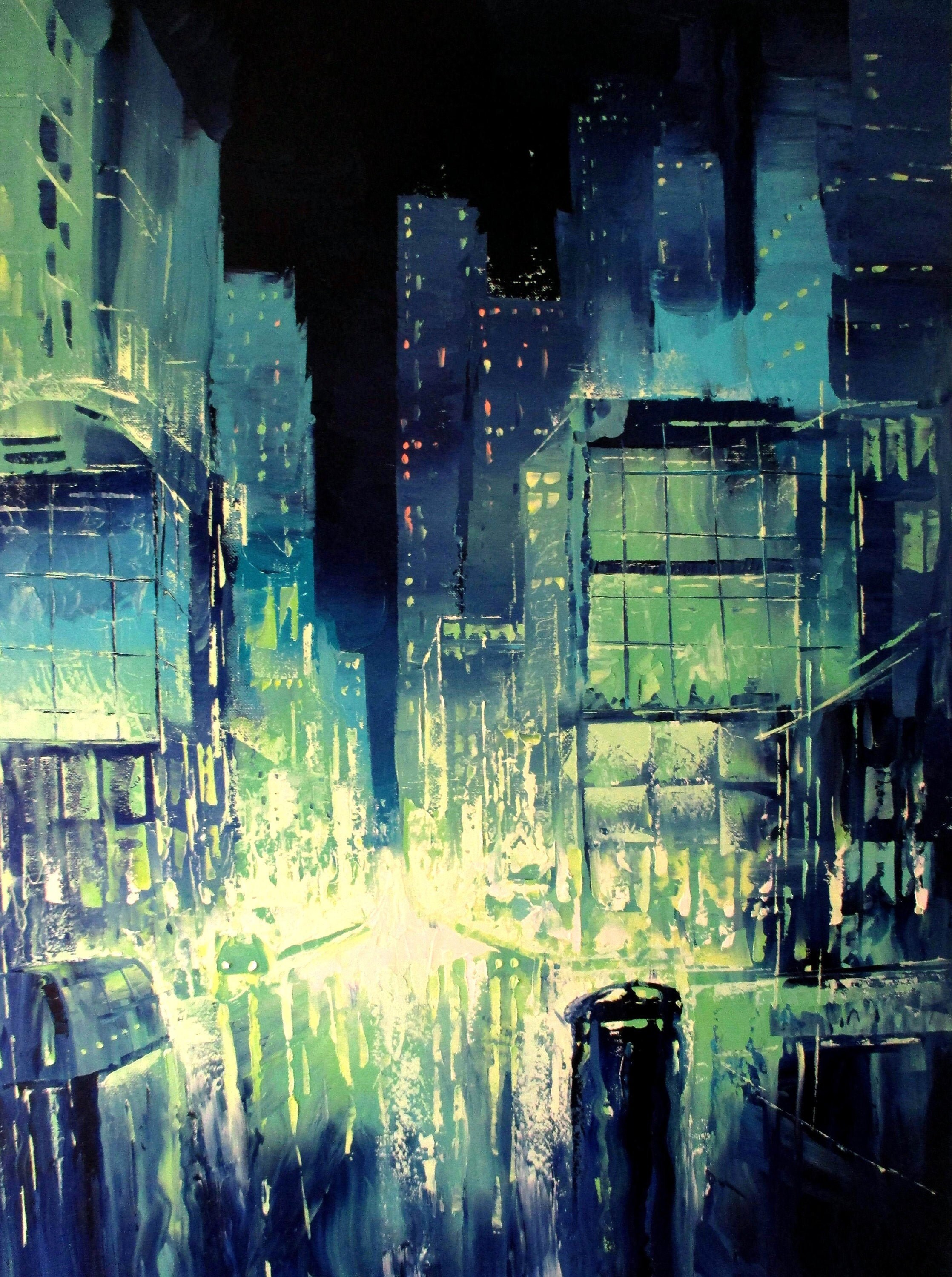 Cyberpunk Art ORIGINAL Oil Painting on Canvas Art Vaporwave Etsy