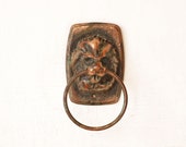 Vintage Lions Heads Door Pull Handles in Cast Iron Aged Copper Color, Pair of Vintage Drawer Pull Knobs, Cabinet Handle, Vintage Hardware