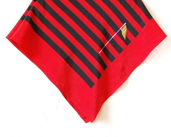 Vintage Etienne Aigner Red Women's Silk Scarf, Bl… - image 5