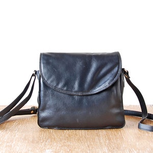 Vintage Small Dark Blue Leather Bag, Women Shoulder Purse