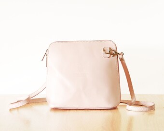 Vintage Vera Pelle Pink Leather Handbag, Rose Shoulder Women's Bag